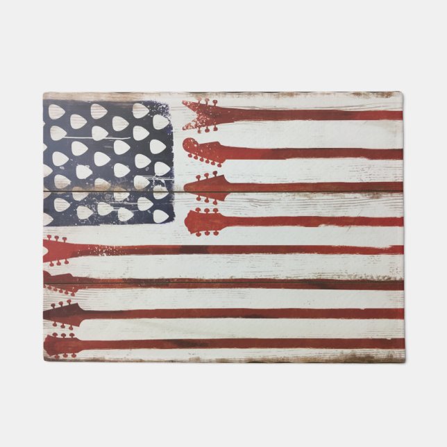 american Flag patriotic Guitar Music door mat (Front)
