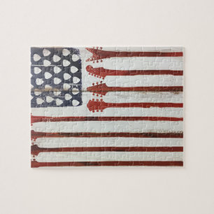 American Flag patriotic Guitar Music theme Jigsaw Puzzle