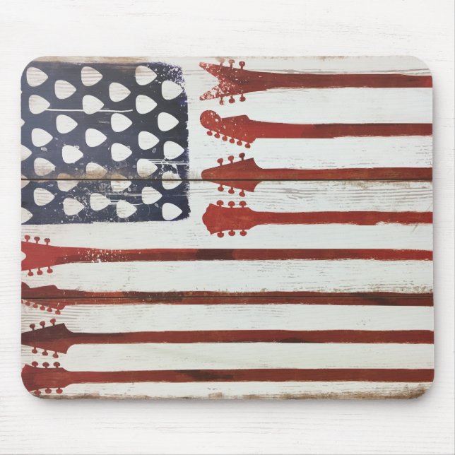 American Flag patriotic Guitar Music theme Mouse Mat (Front)