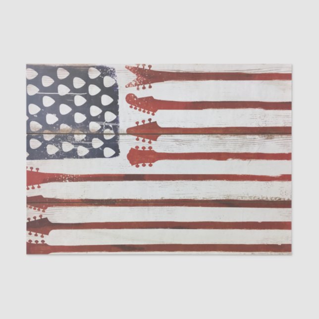 American Flag patriotic Guitar Music theme  Tissue Paper (Front)