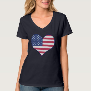 American Flag Patriotic Heart T-Shirt