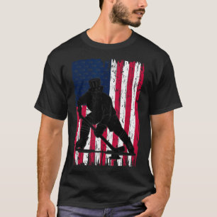 American Flag Patriotic Ice Hockey Player Mens T-Shirt