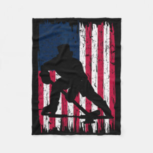 American Flag Patriotic Ice Hockey Player Mens You Fleece Blanket