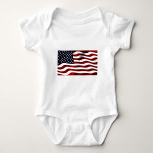 American Flag Patriotic Independence Day Baby Bodysuit