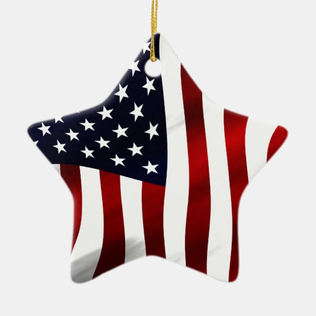 American Flag Patriotic Independence Day Ceramic Tree Decoration (Front)