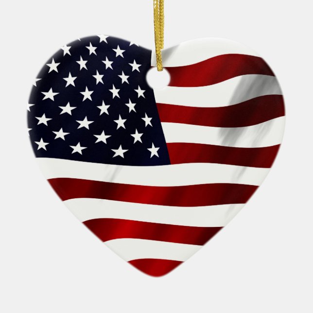 American Flag Patriotic Independence Day Ceramic Tree Decoration (Front)