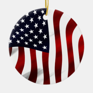 American Flag Patriotic Independence Day Ceramic Tree Decoration