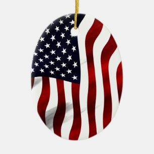 American Flag Patriotic Independence Day Ceramic Tree Decoration