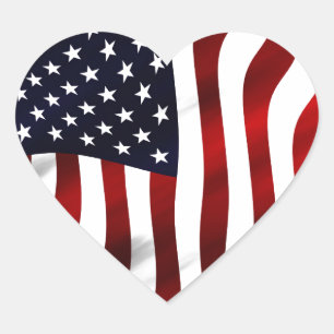 American Flag Patriotic Independence Day Heart Sticker