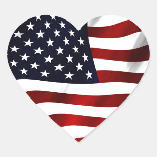 American Flag Patriotic Independence Day Heart Sticker