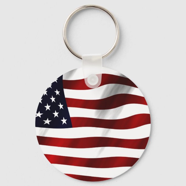 American Flag Patriotic Independence Day Key Ring (Front)