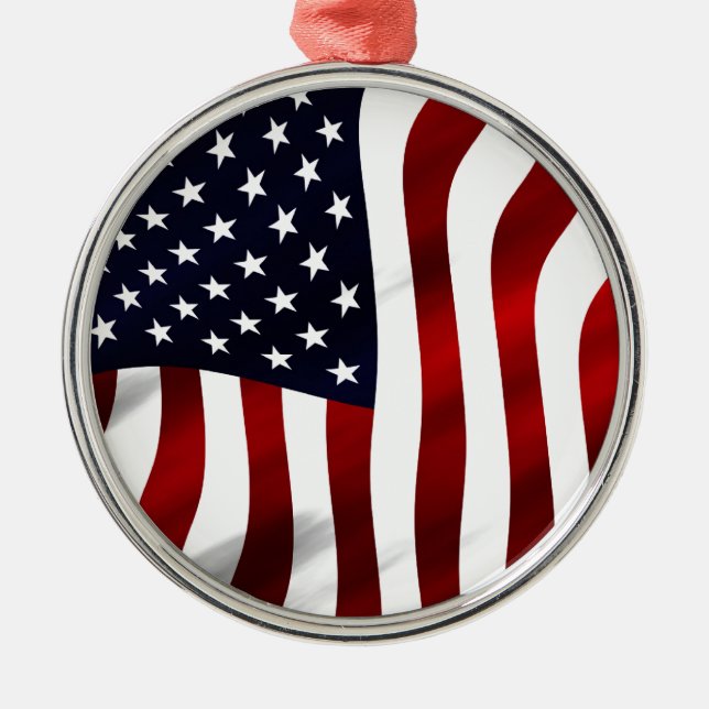 American Flag Patriotic Independence Day Metal Tree Decoration (Front)