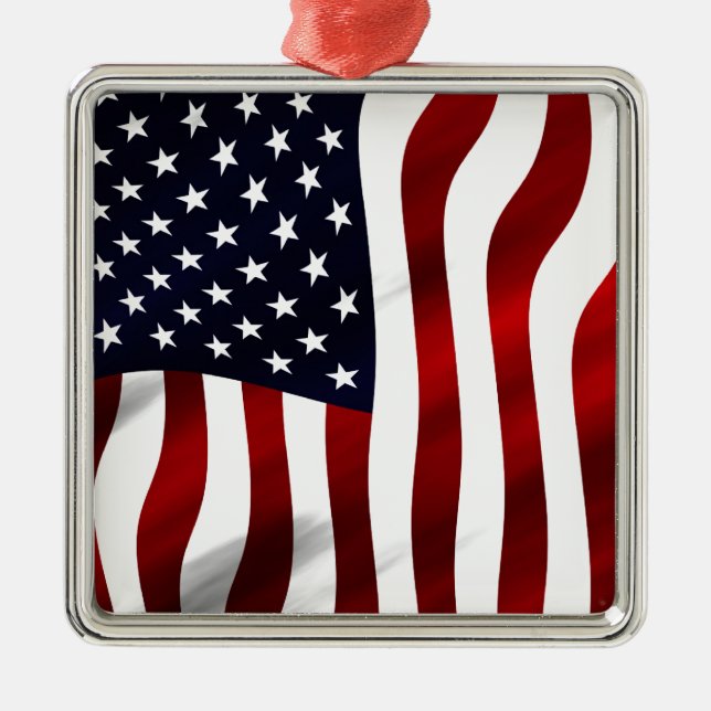 American Flag Patriotic Independence Day Metal Tree Decoration (Front)