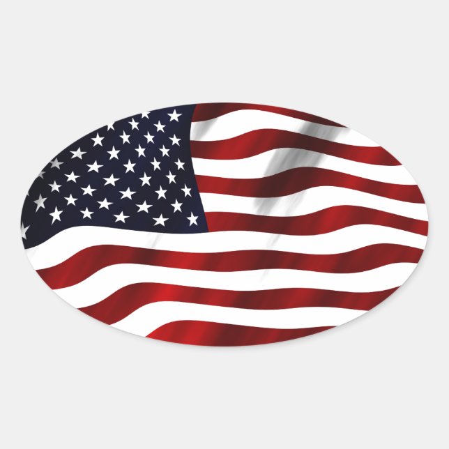 American Flag Patriotic Independence Day Oval Sticker (Front)