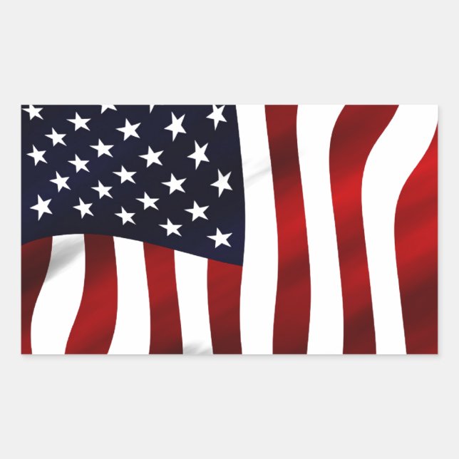 American Flag Patriotic Independence Day Rectangular Sticker (Front)