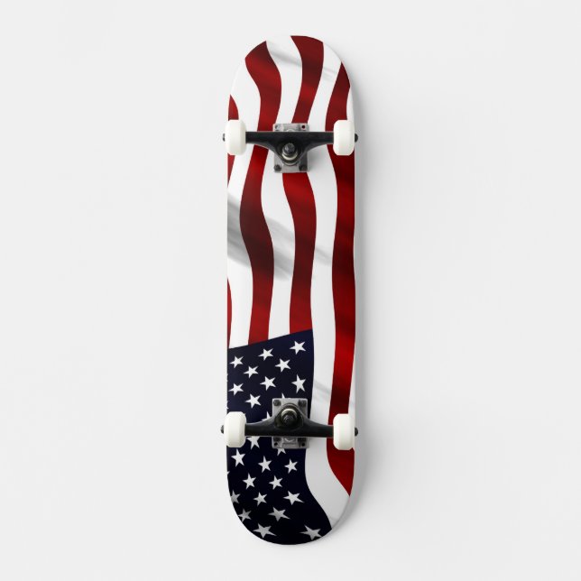 American Flag Patriotic Independence Day Skateboard (Front)
