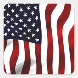 American Flag Patriotic Independence Day Square Sticker