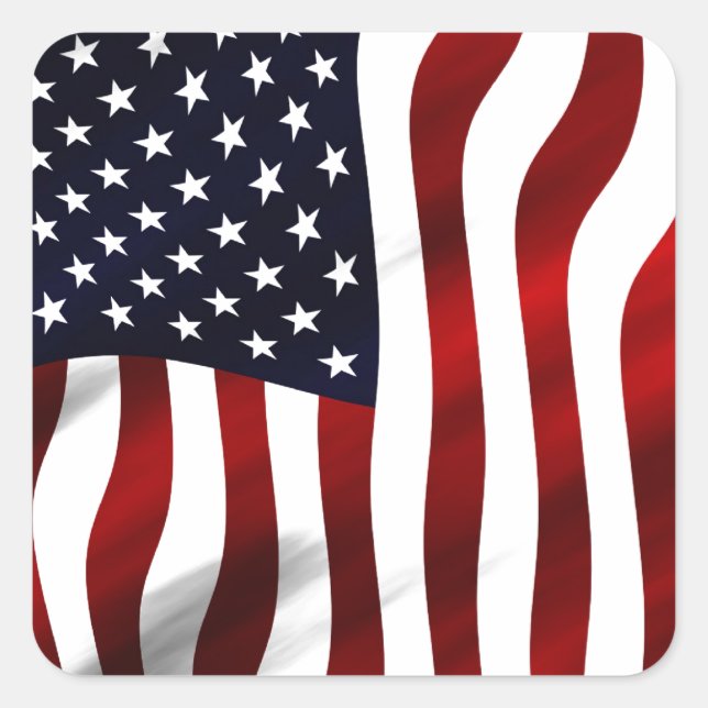 American Flag Patriotic Independence Day Square Sticker (Front)