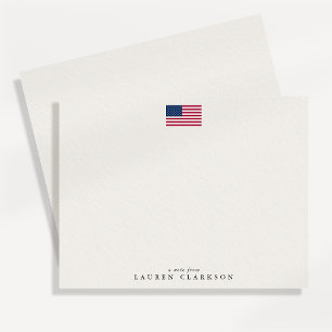 American Flag Patriotic Ivory Minimalist note card