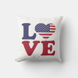 American Flag Patriotic Love Cushion