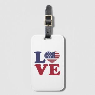 American Flag Patriotic Love Luggage Tag