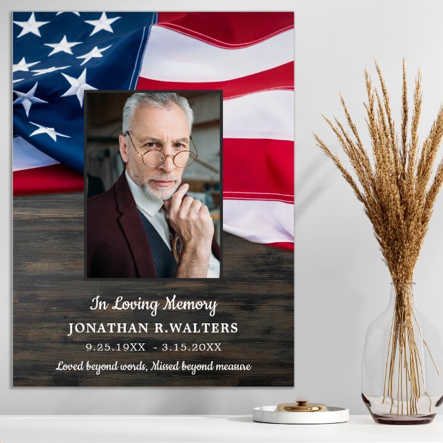 American Flag Patriotic Memorial Photo Funeral  Po Poster (Creator Uploaded)