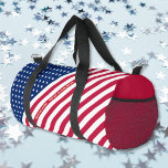 American Flag Patriotic Monogram Gym Sports Travel Duffle Bag<br><div class="desc">The all American, Stars and Stripes, Old Glory, Star-Spangled Banner, USA flag, custom, personalised, modern faux gold script / typography monogram monogrammed, patriotic, america, lightweight, durable Polyester Poplin, men women solid jet black travel gym sports carry-on duffle bag, with rugged 22" carry handles, removable and adjustable (27" to 48") shoulder...</div>