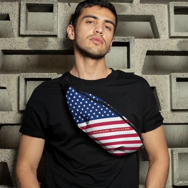 American Flag Patriotic Monogram Waist Crossbody Bum Bags (American Flag Patriotic Monogram Waist Crossbody Fanny Pack)