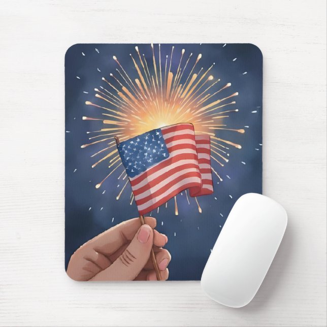 American Flag Patriotic Mouse Mat (With Mouse)