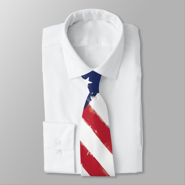 American flag Patriotic Old Grunge Tie (Tied)