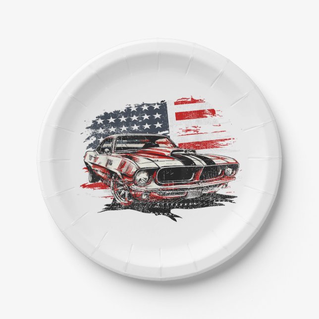 American Flag Patriotic  Paper Plate (Front)