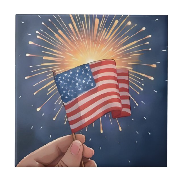 American Flag Patriotic Party Tile (Front)
