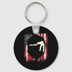 American Flag - Patriotic Pool-player Retro Billia Key Ring