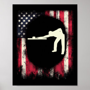 American Flag - Patriotic Pool-player Retro Billia Poster