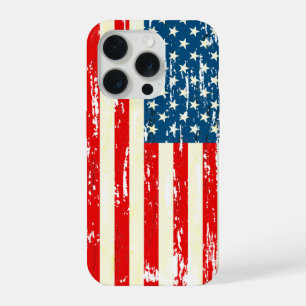American Flag Patriotic Red White Blue Distressed iPhone 15 Pro Case