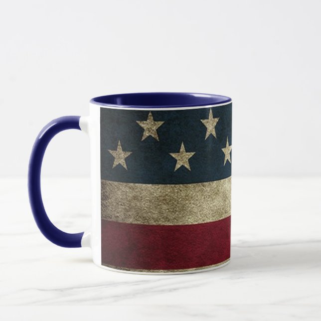 American Flag Patriotic Rustic Mug (Left)