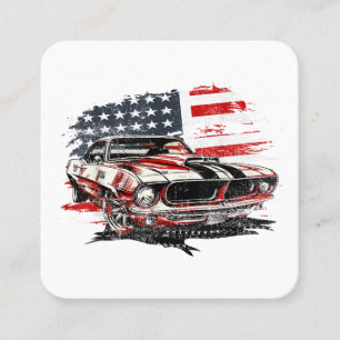 American Flag Patriotic Square Business Card