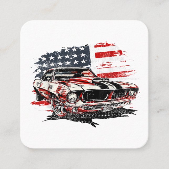 American Flag Patriotic  Square Business Card (Front)