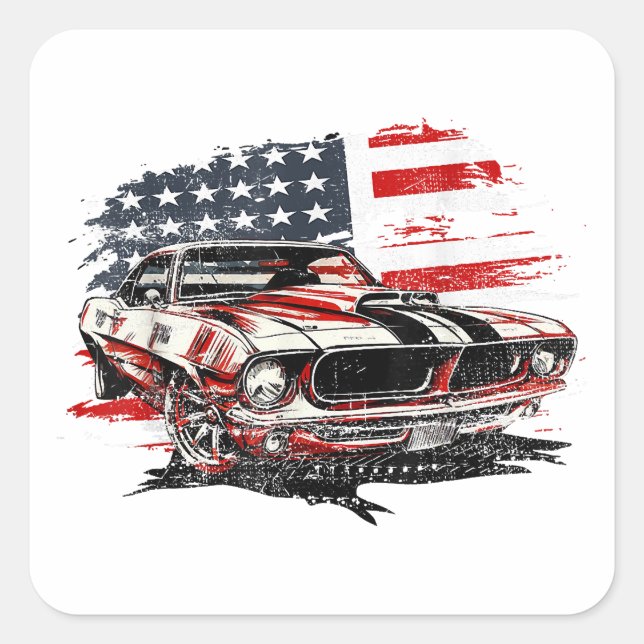 American Flag Patriotic  Square Sticker (Front)