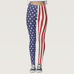 American Flag Patriotic Stars and Stripes USA V2 Leggings