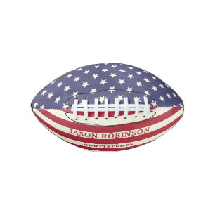 American Flag Patriotic Stars Stripes Custom Name Football
