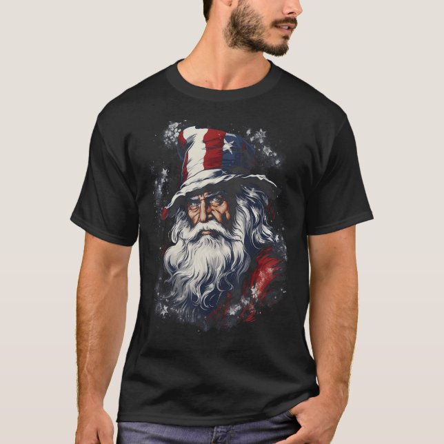 American Flag Patriotic Uncle Sam 4th of July Gift T-Shirt (Front)
