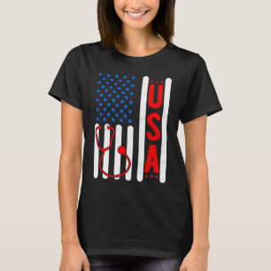 American Flag Patriotic USA Nurse Life RN LPN CNA T-Shirt