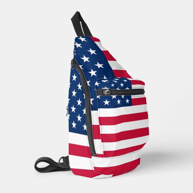 American Flag Patriotic USA Sling Bag (Left Corner)