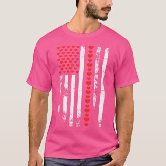 American Flag Patriotic Valentine'S Day Heart T-Shirt
