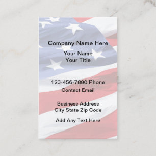 American Flag Patriotic Vertical Business Cards