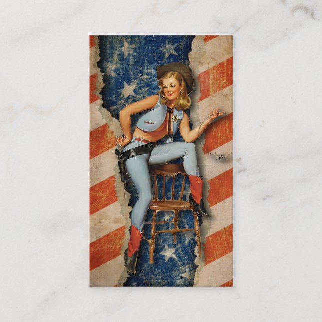American Flag Patriotic Western Business Cards (Front)