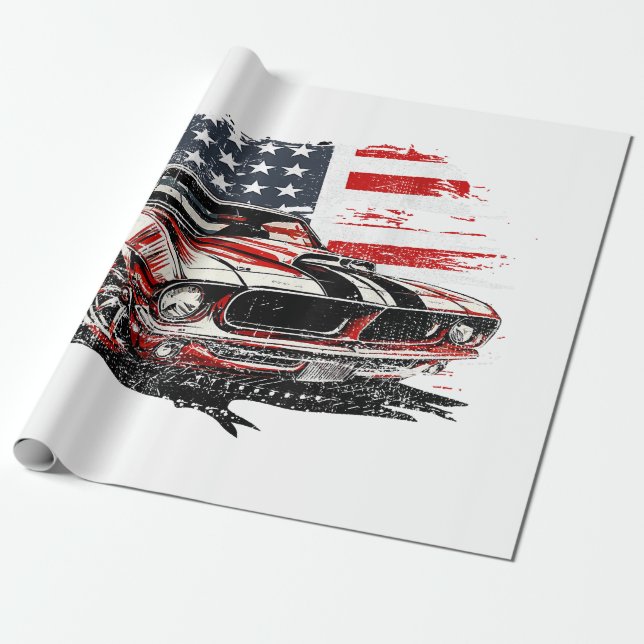 American Flag Patriotic  Wrapping Paper (Unrolled)