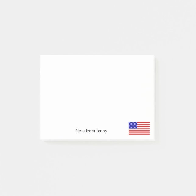 American Flag Patriotism Theme Custom Text Name Post-it Notes (Front)