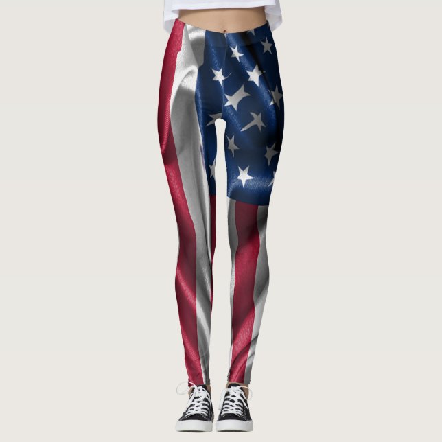 American flag pattern  leggings (Front)
